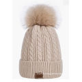 Warm Fleece Lining Knitted Soft Cuff with Pom